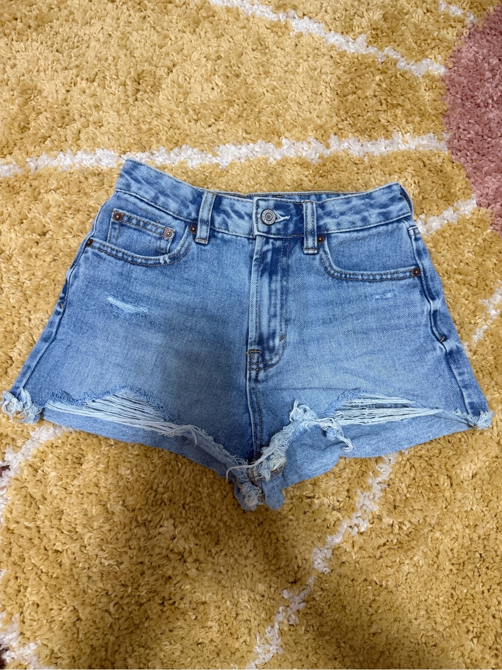 PacSun Light Blue Distressed High-Rise Denim Shorts